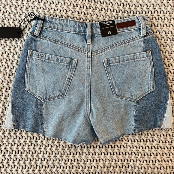 NWT Blank NYC The Reeve High-Rise Ribcage Patchwork Shorts - Picture 4 of 10